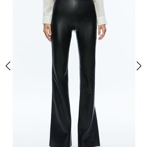 Alice + Olivia “Tina” Vegan Leather Split Hem Sleek Black Women's Pants